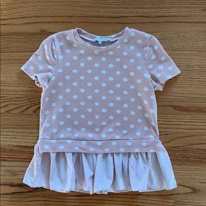 English Factory Pink Polka Dot Sweatshirt w Peplum